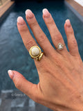 Elise / Bague serpentin perle marbrée