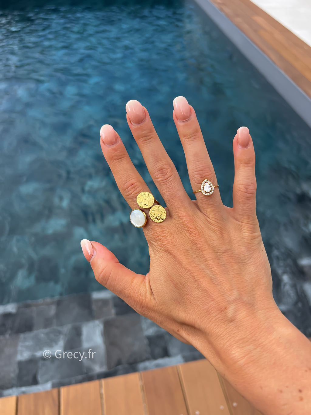 Jeanne / Bague 3 ronds et nacre