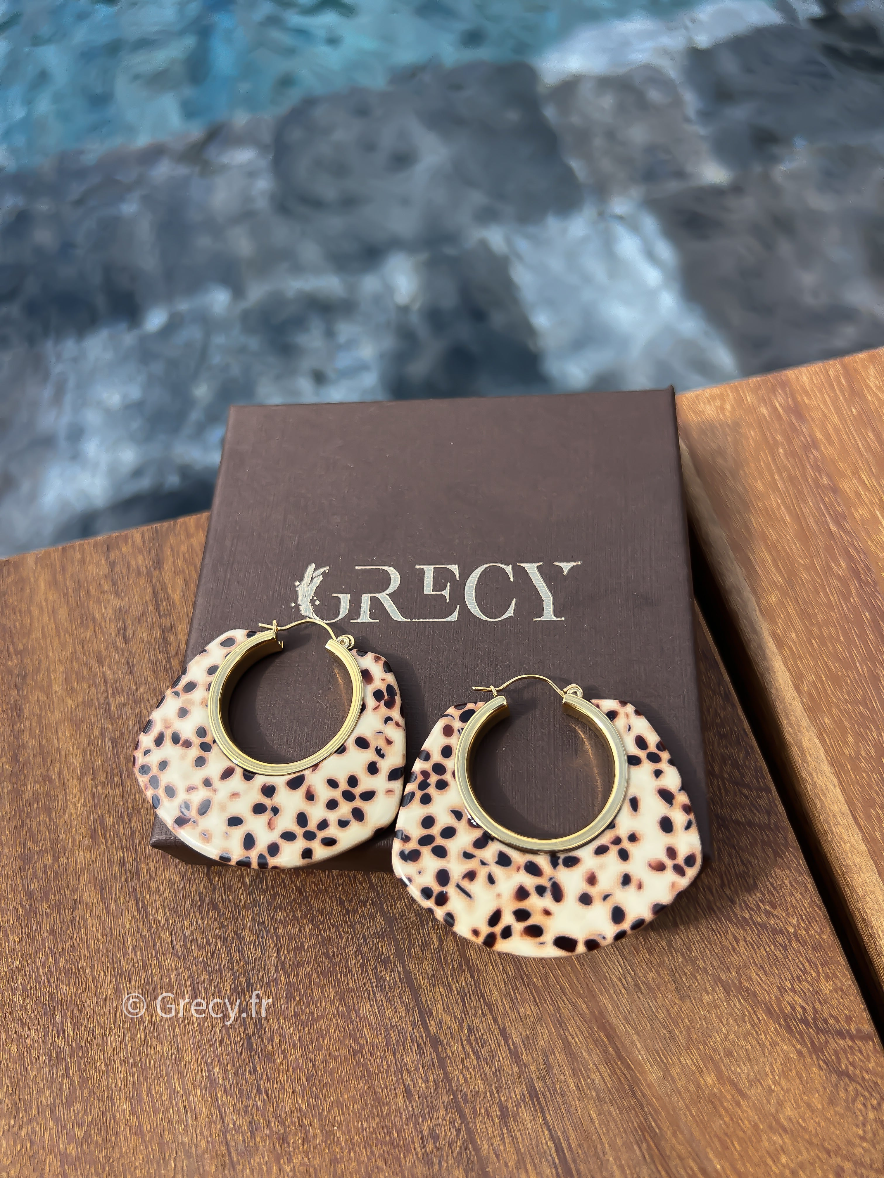 Léonie / Boucles d'oreilles dorées et léopard