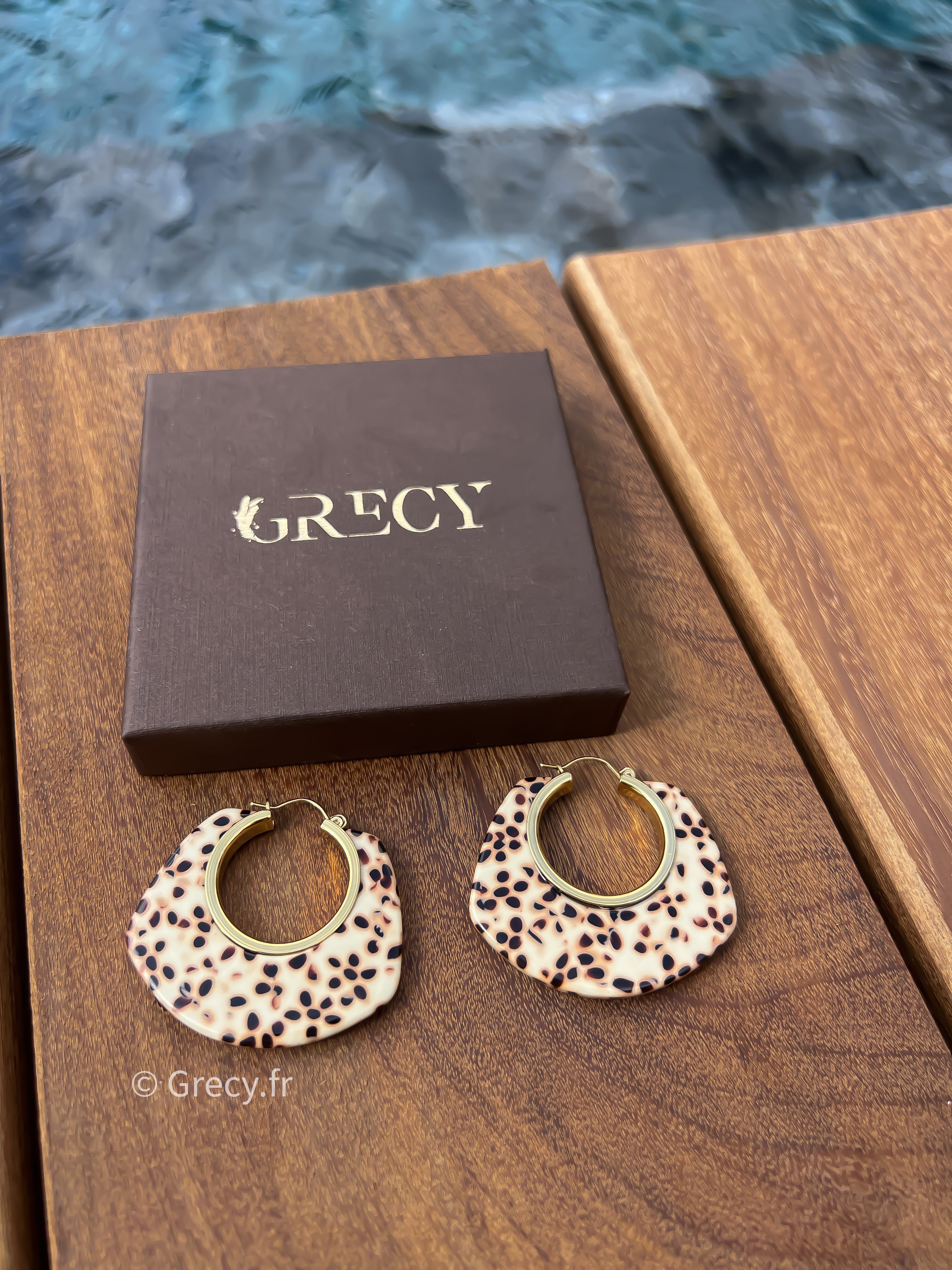 Léonie / Boucles d'oreilles dorées et léopard