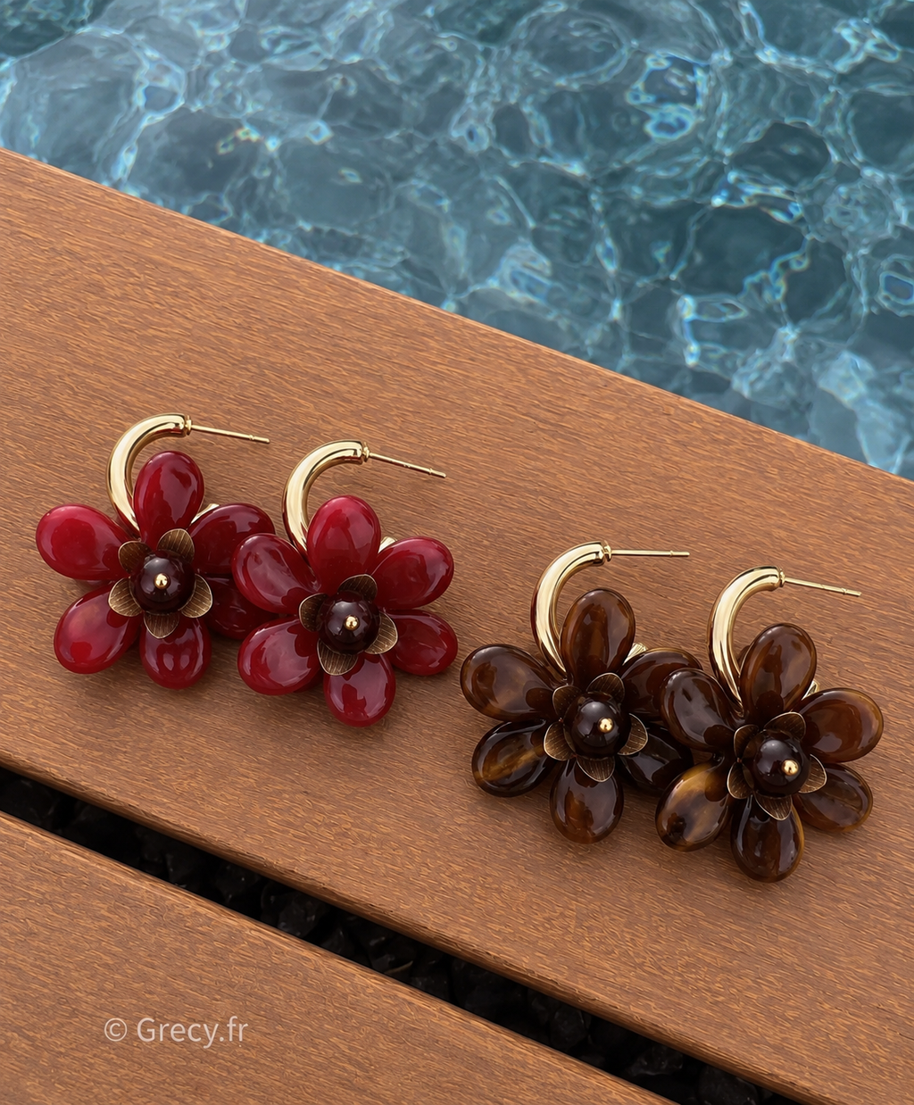 Charlène /  boucles d'oreilles fleurs résine colorées