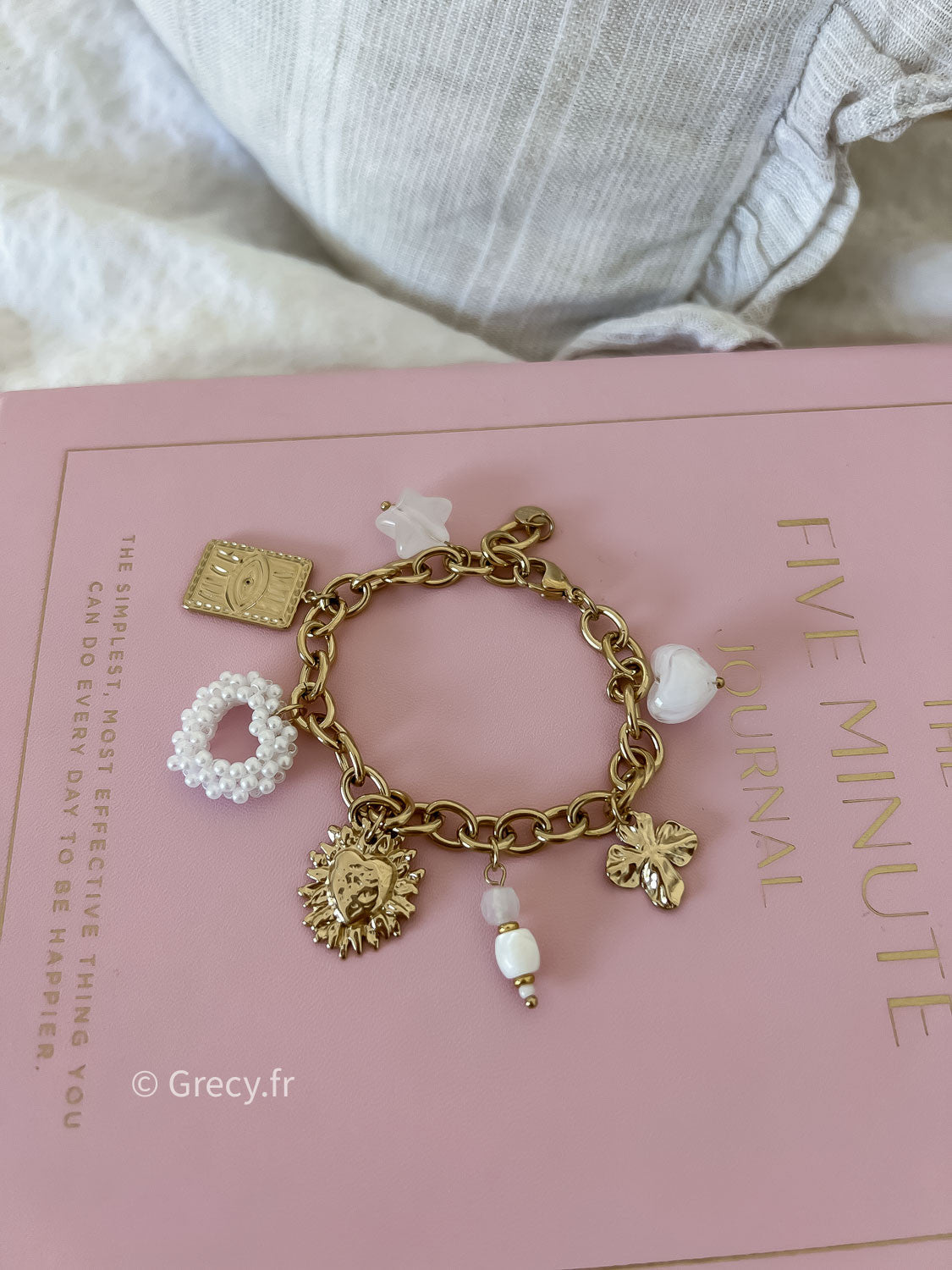 Bracelet charms coeur perles