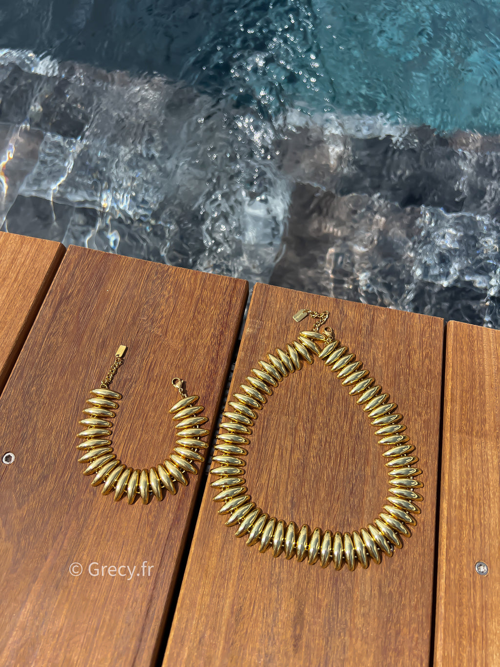 Iris / Parure collier et bracelet en maille