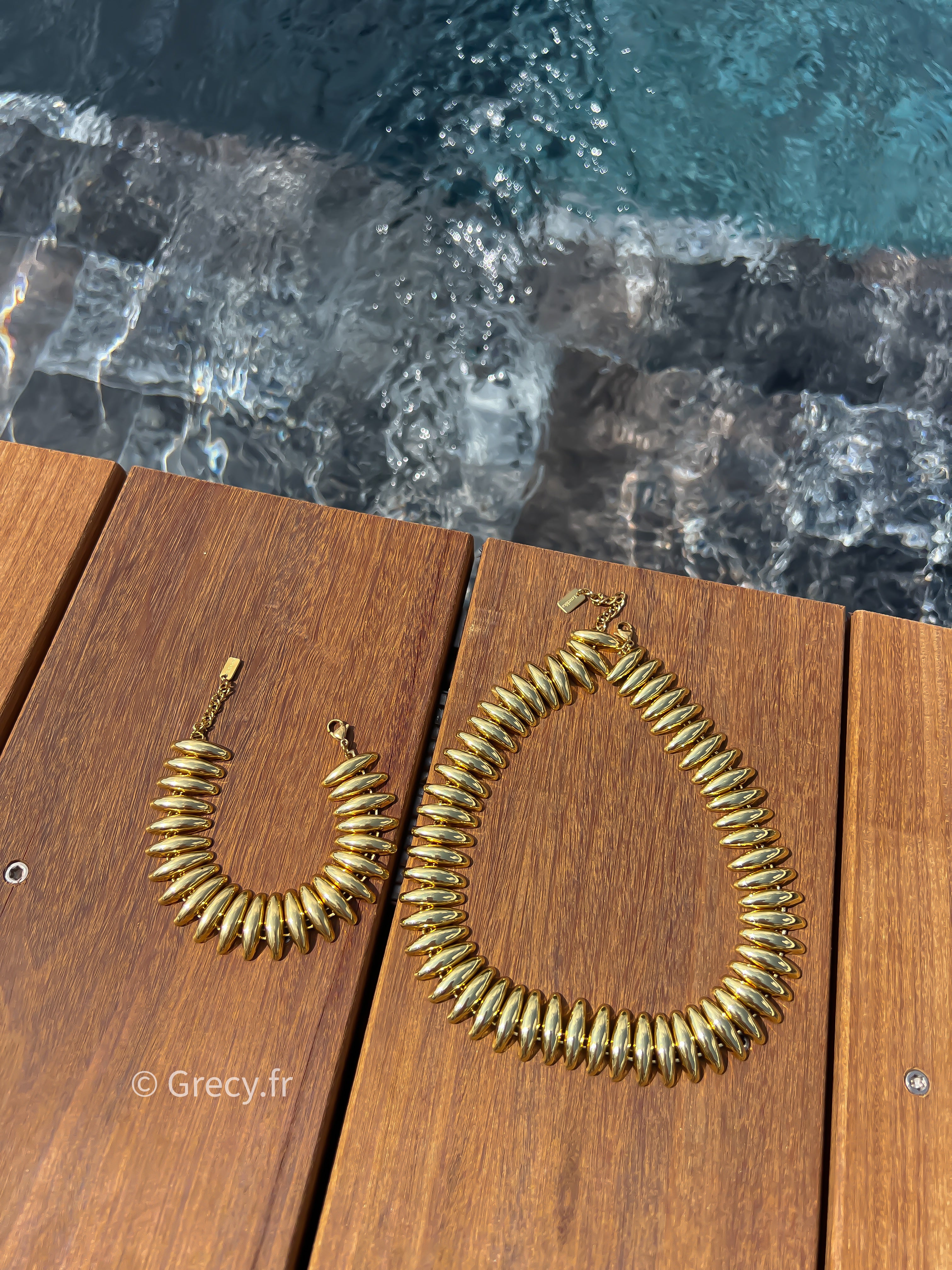 Iris / Parure collier et bracelet en maille