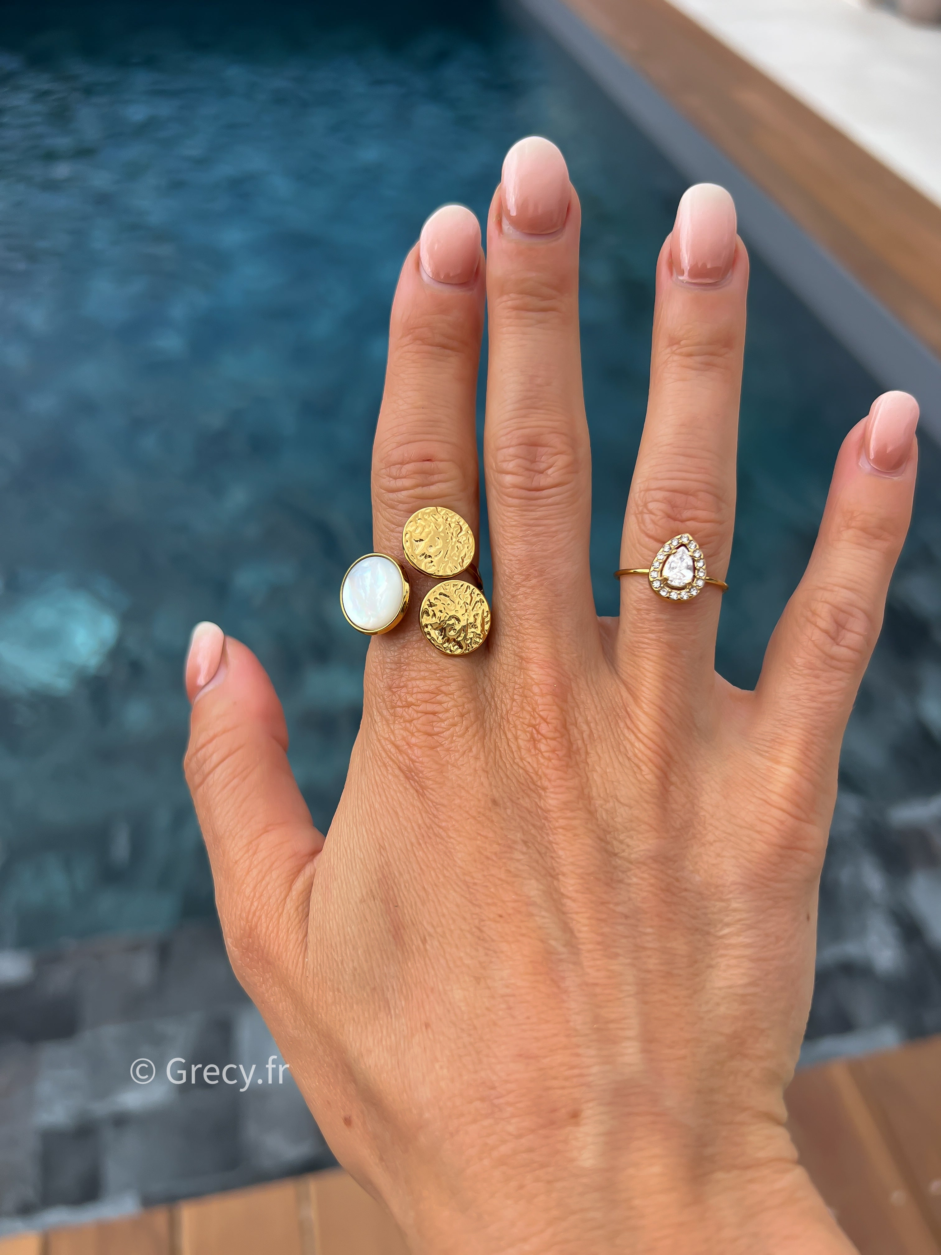 Jeanne / Bague 3 ronds et nacre