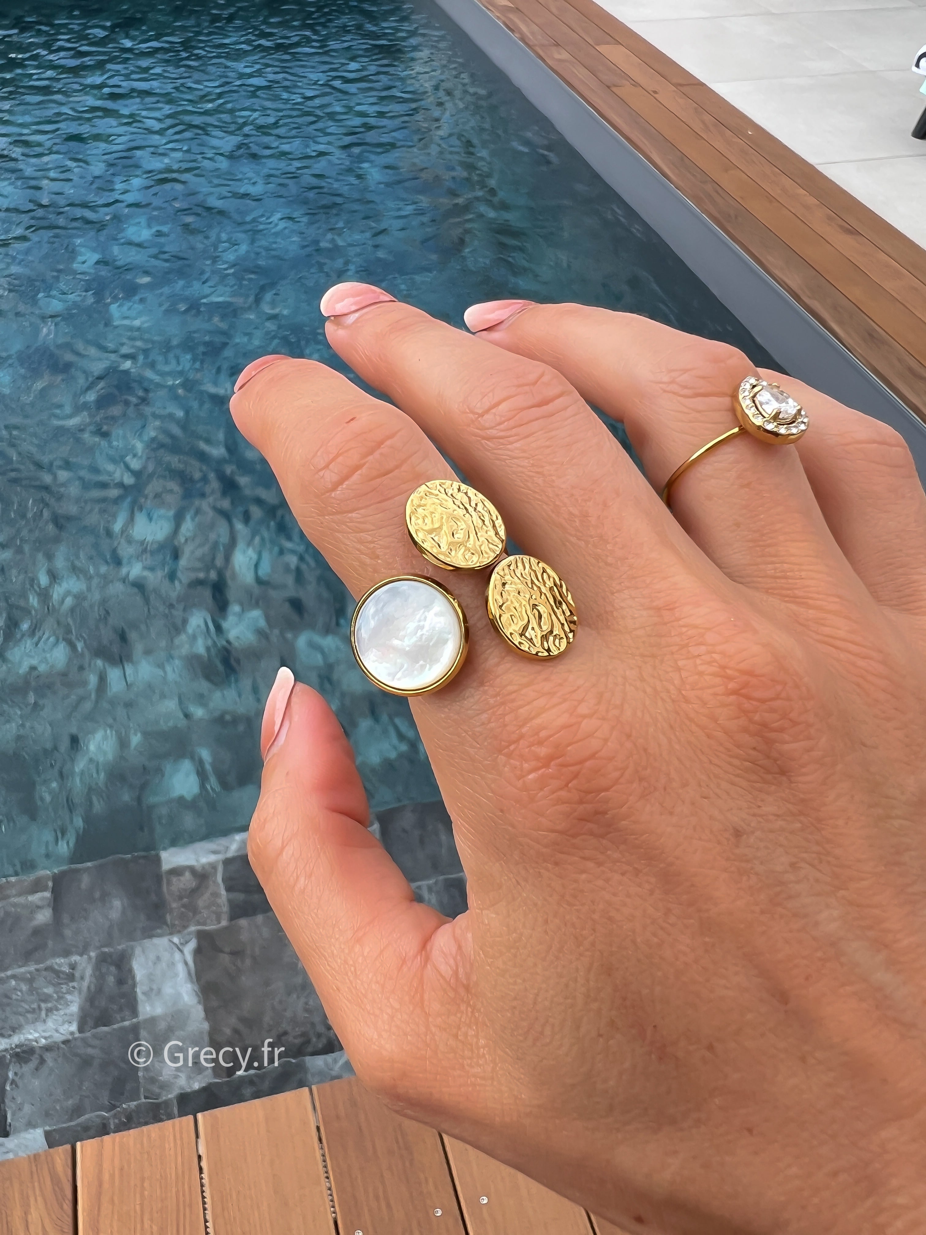 Jeanne / Bague 3 ronds et nacre