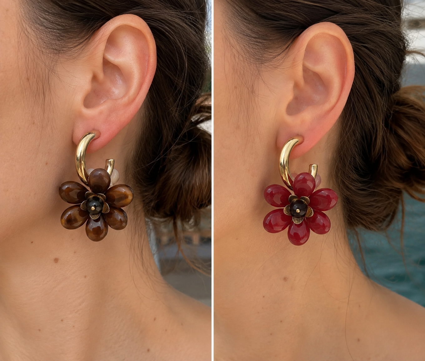 Charlène /  boucles d'oreilles fleurs résine colorées