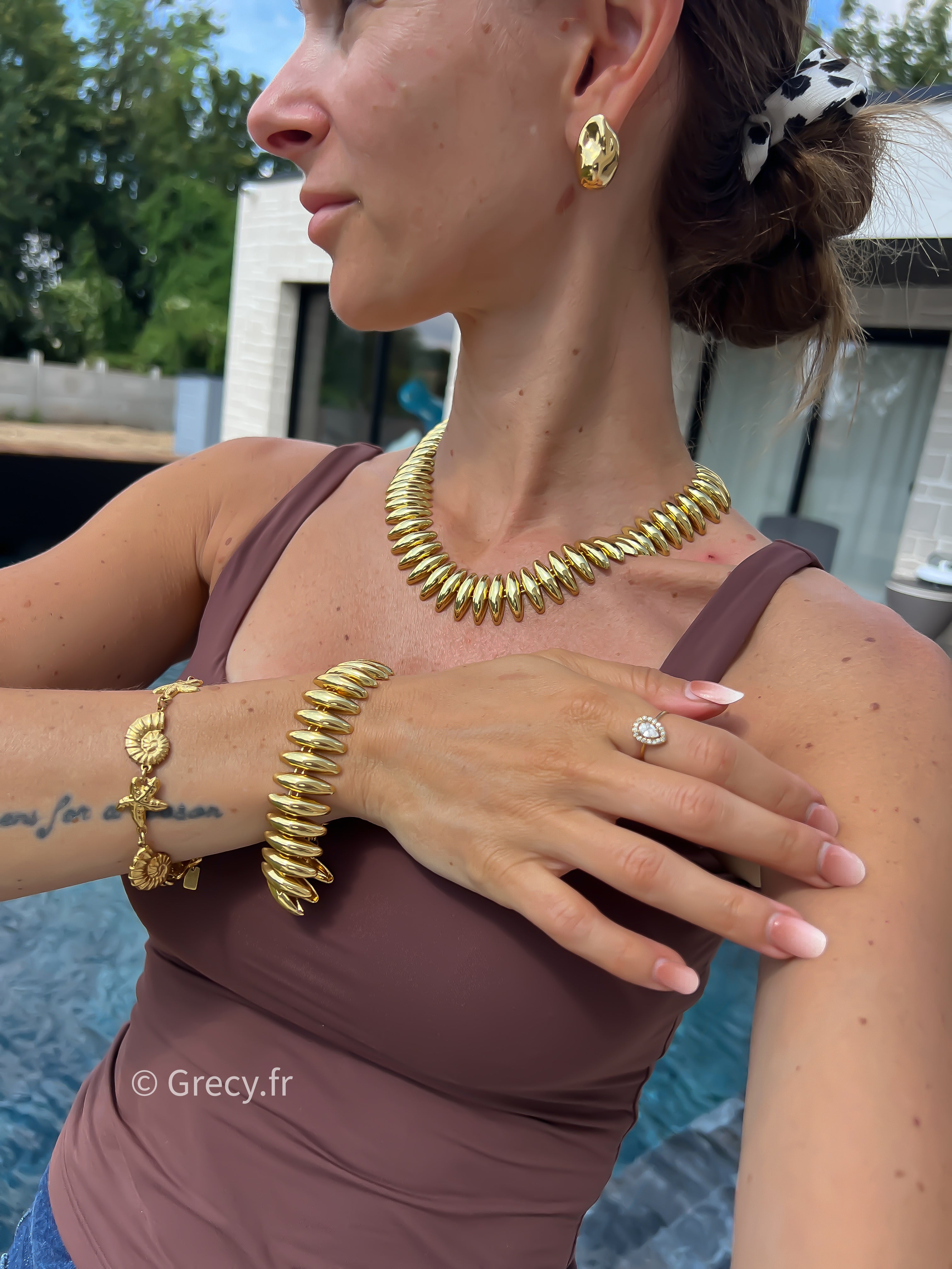 Iris / Parure collier et bracelet en maille