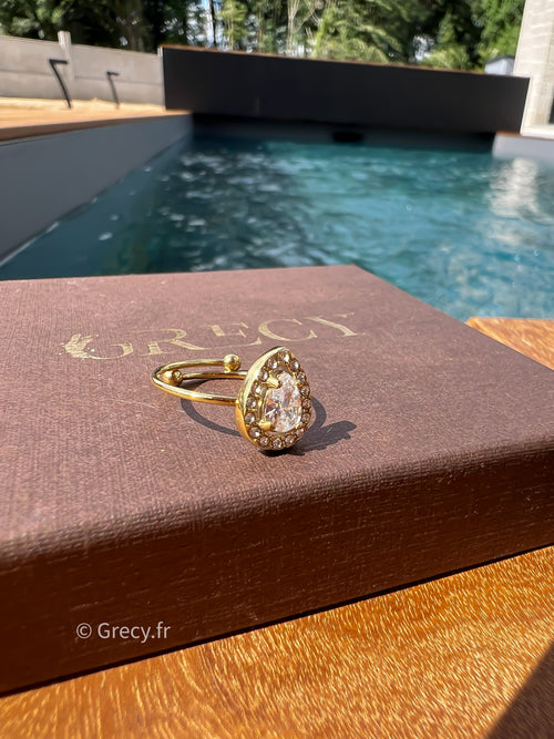 Azur / Bague poire strass