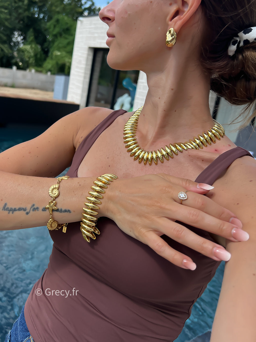 Iris / Parure collier et bracelet en maille