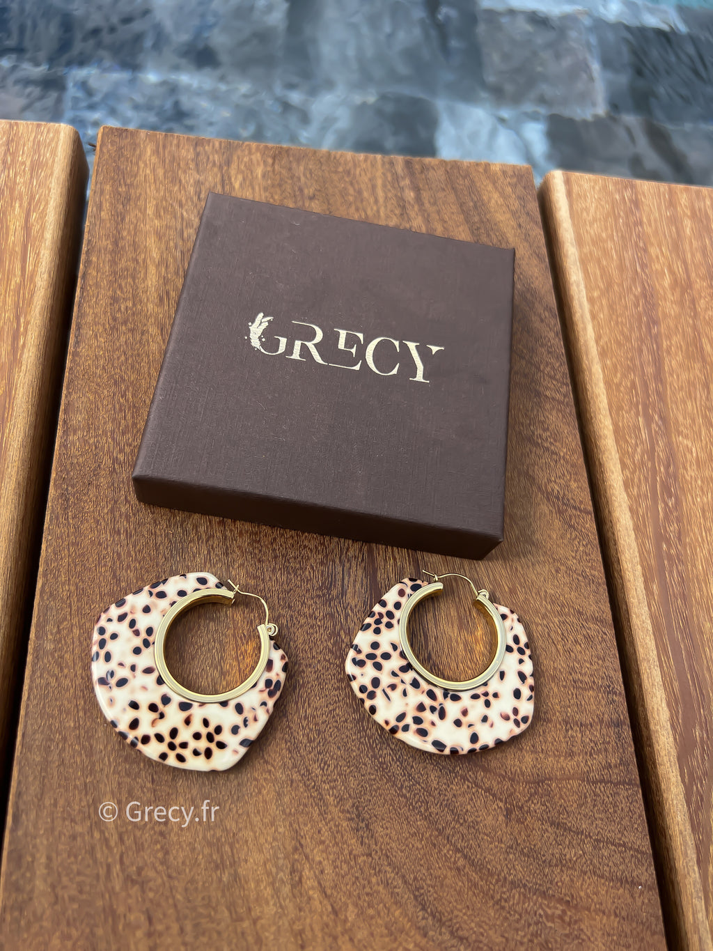 Léonie / Boucles d'oreilles dorées et léopard