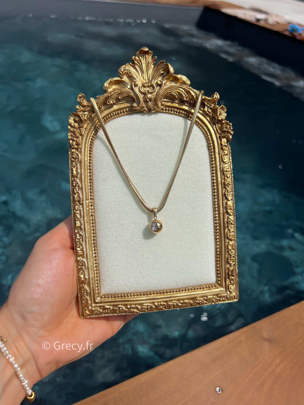 Garance / Collier doré pendentif perle avec diamant solitaire