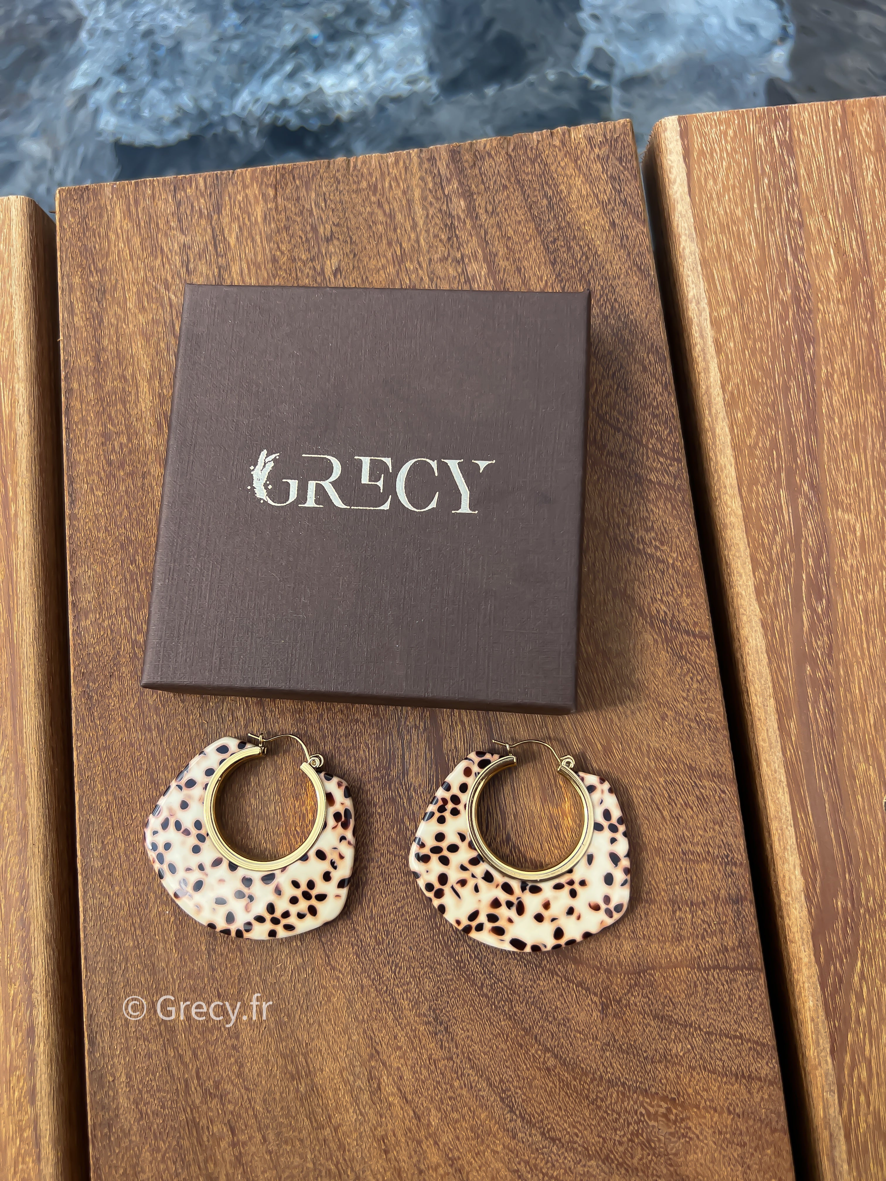 Léonie / Boucles d'oreilles dorées et léopard