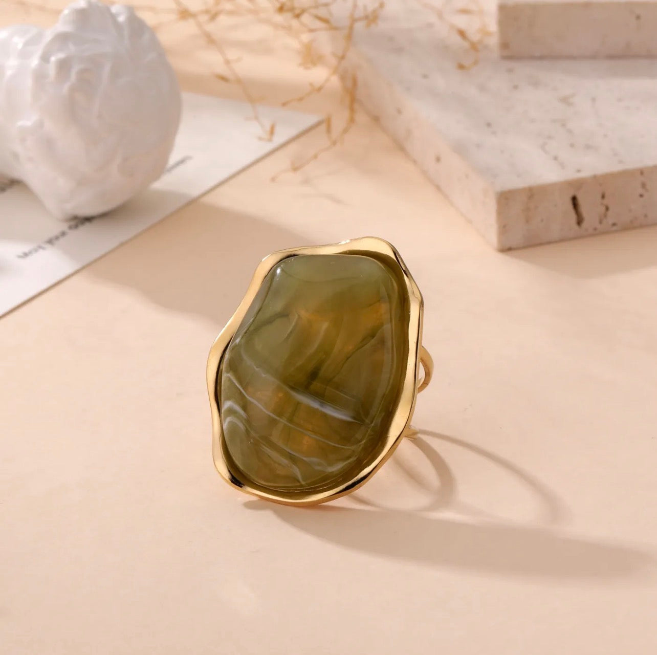 Aimée / Bague pierre verte