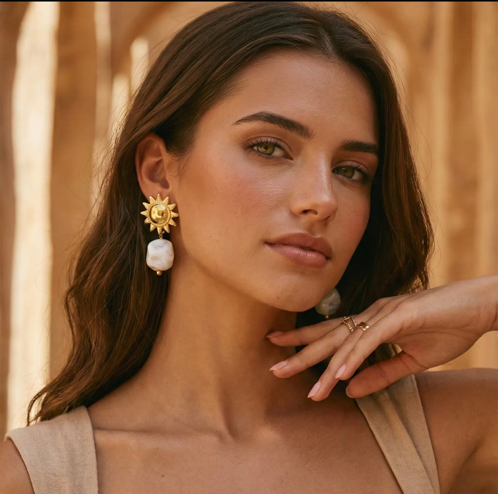 Annie / Boucles d'oreilles soleil et pierre