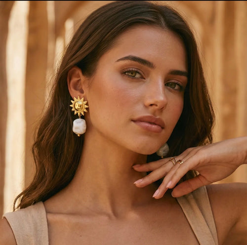 Annie / Boucles d'oreilles soleil et pierre