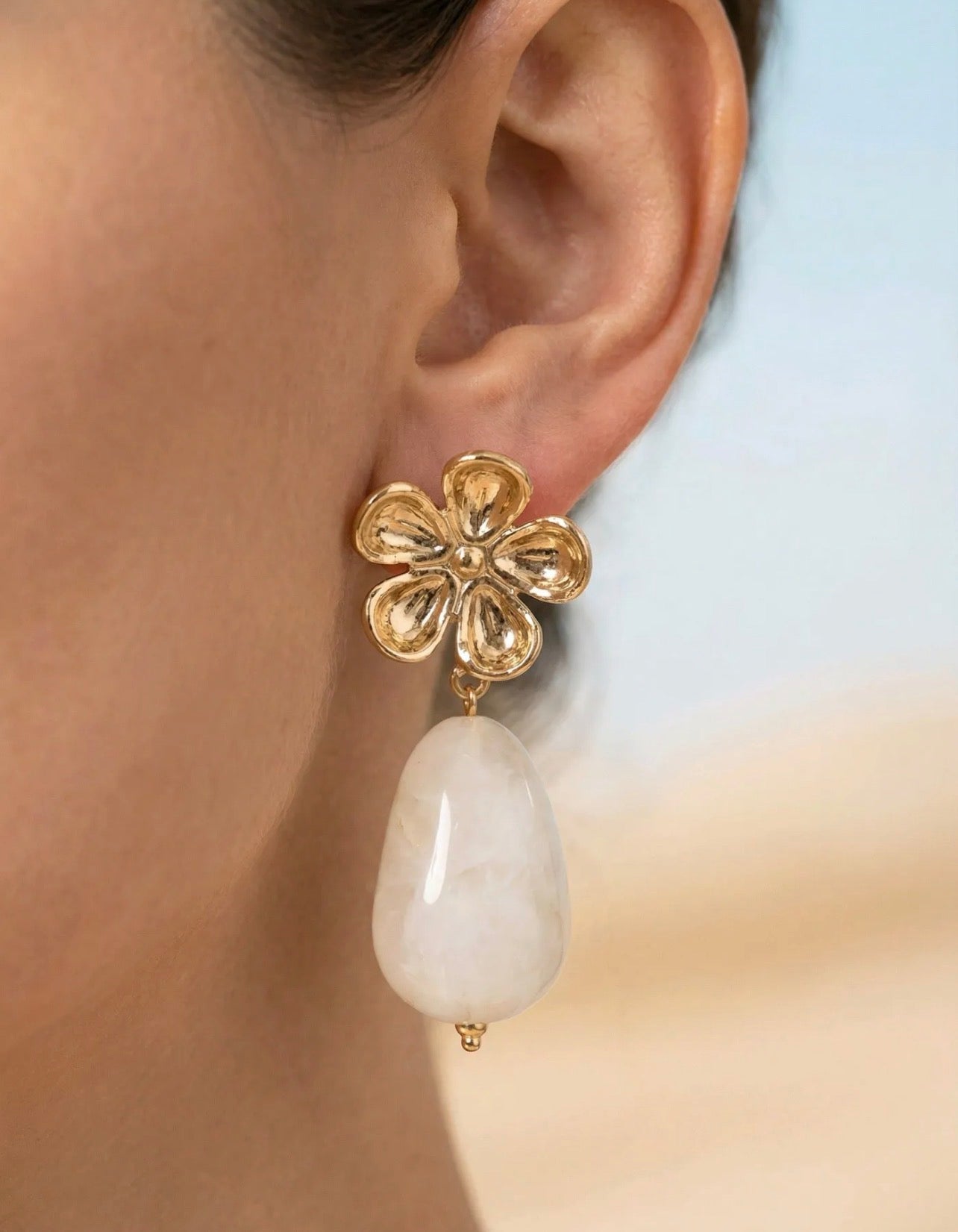 Samantha / Parure à composer / Perles blanches avec fleur