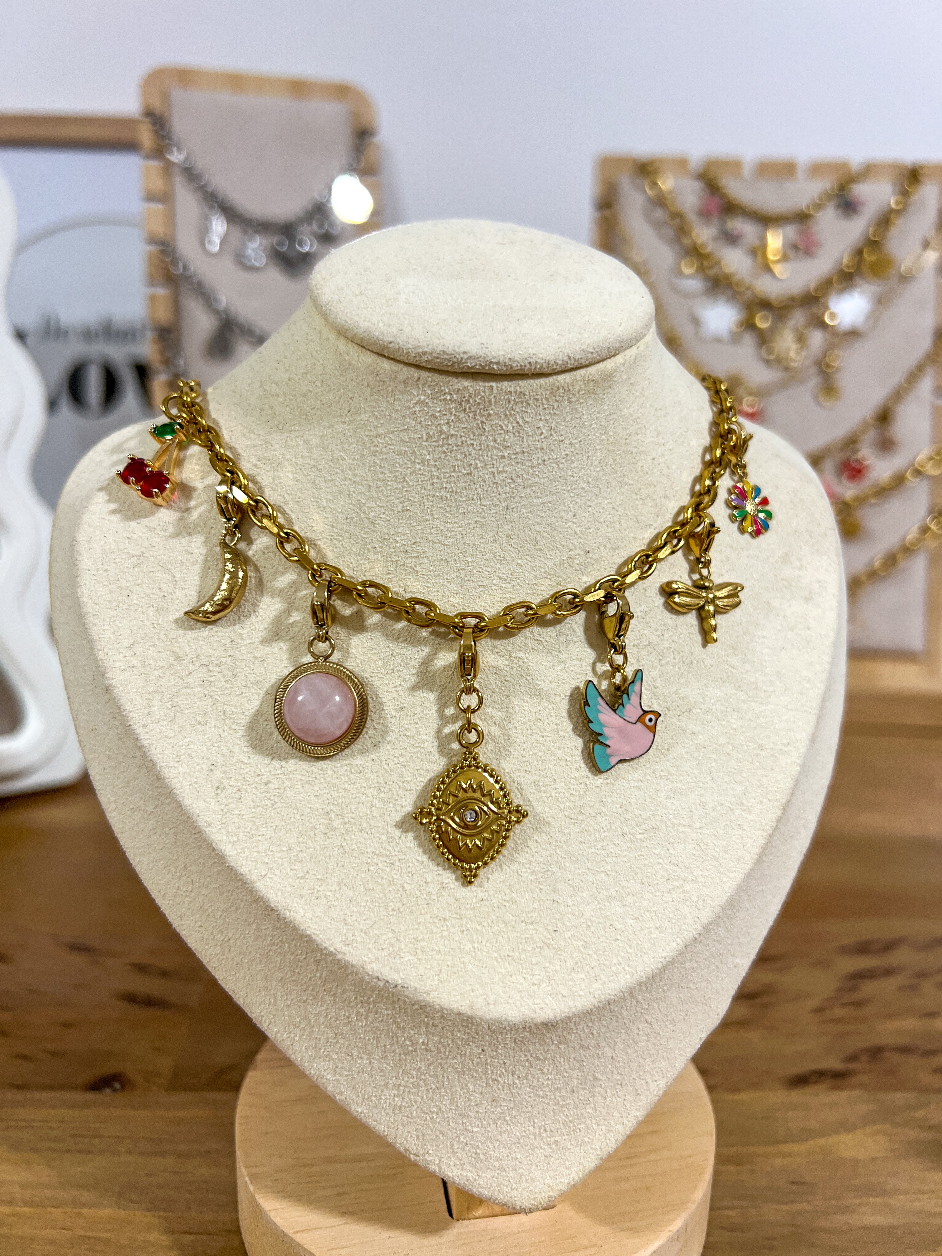 Collier personnalisable charms doré