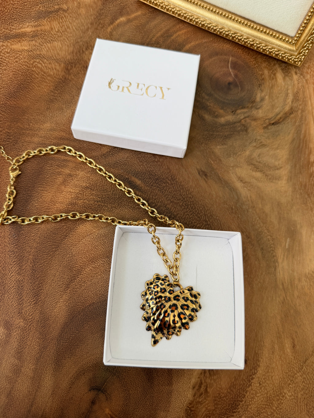 Lauryn / Collier coeur léopard