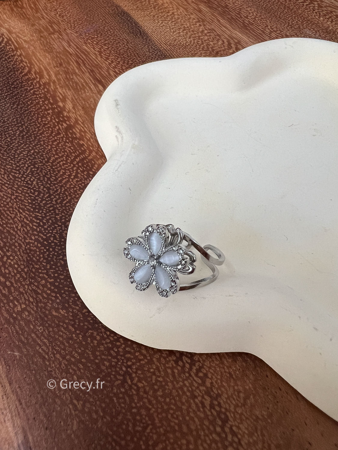 Sarah / Bague rotative anti-stress fleurs