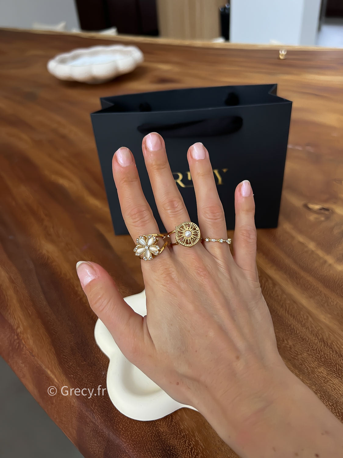 Sarah / Bague rotative anti-stress fleurs