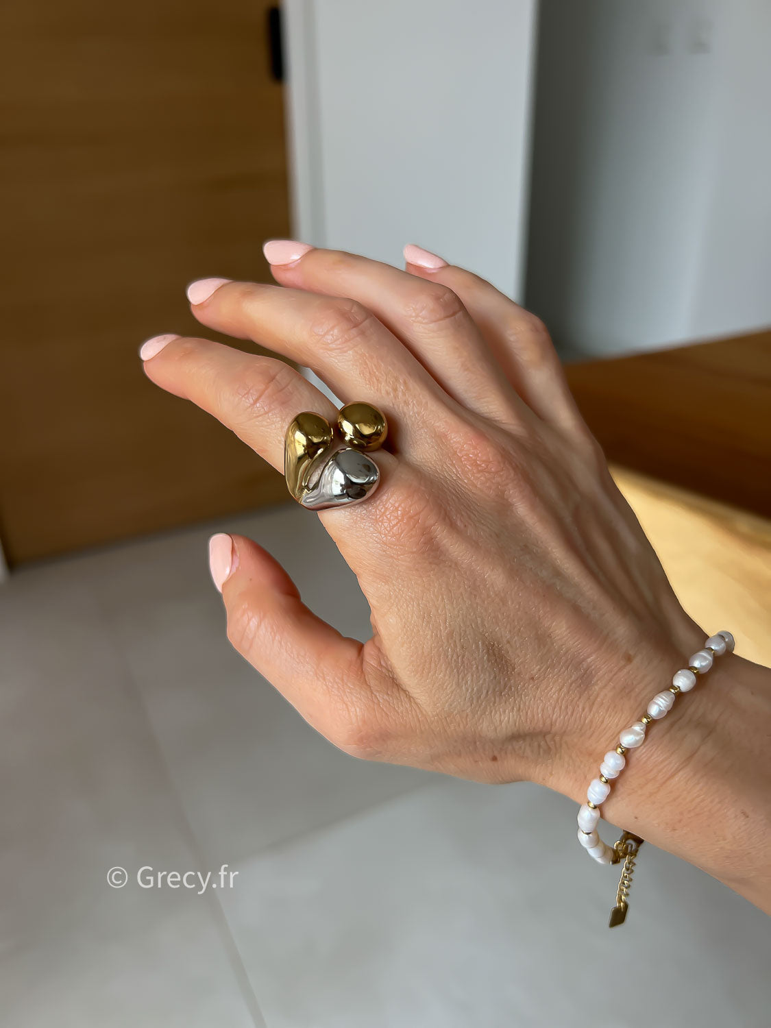 Myriam / Bague bicolore doré et argenté acier inoxydable