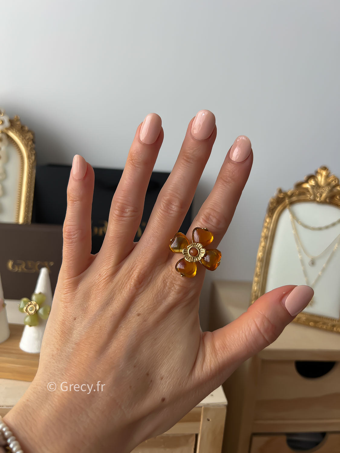 Cally / Bagues trèfle résine GRECY