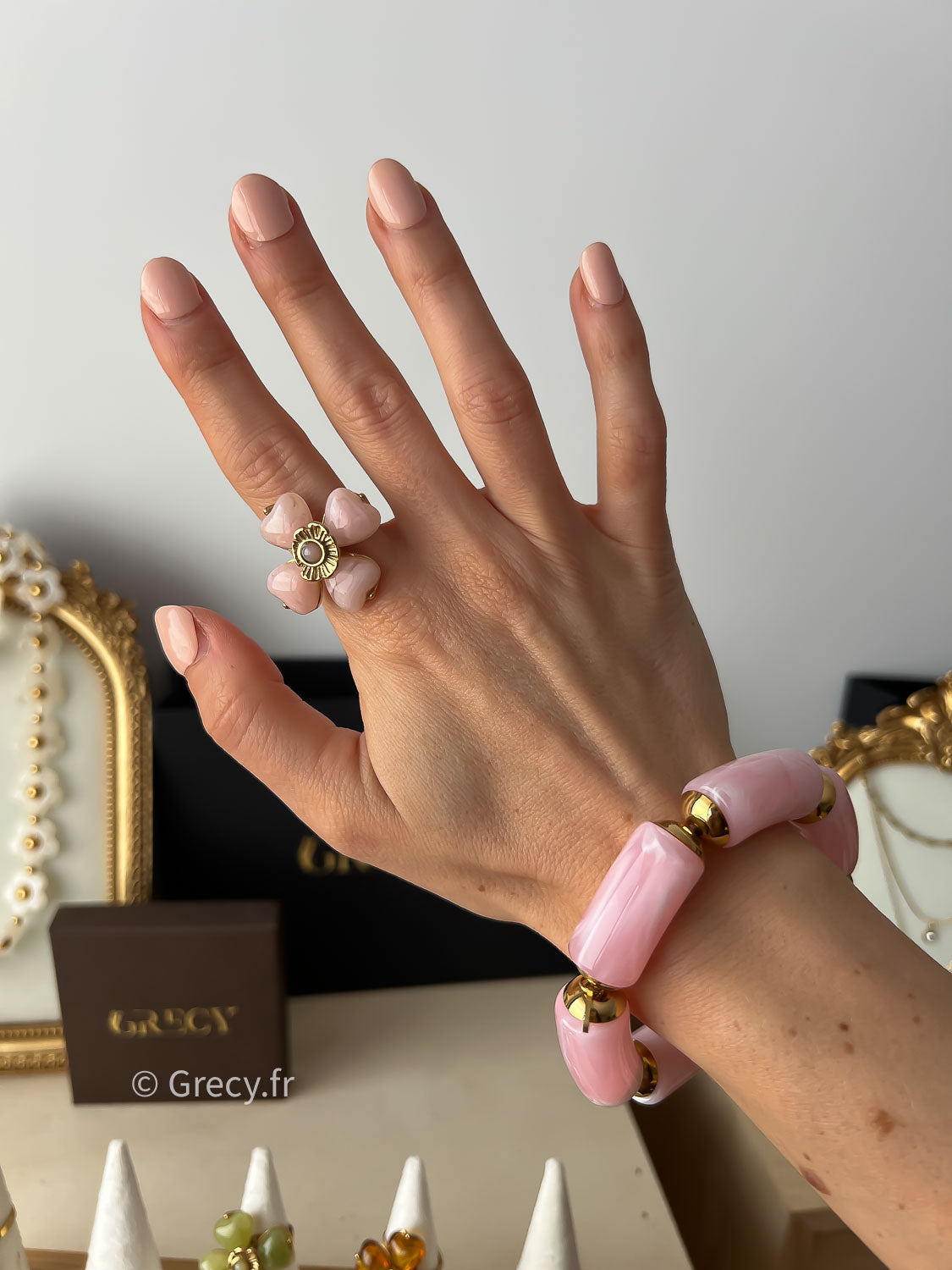 Cally / Bagues trèfle résine GRECY