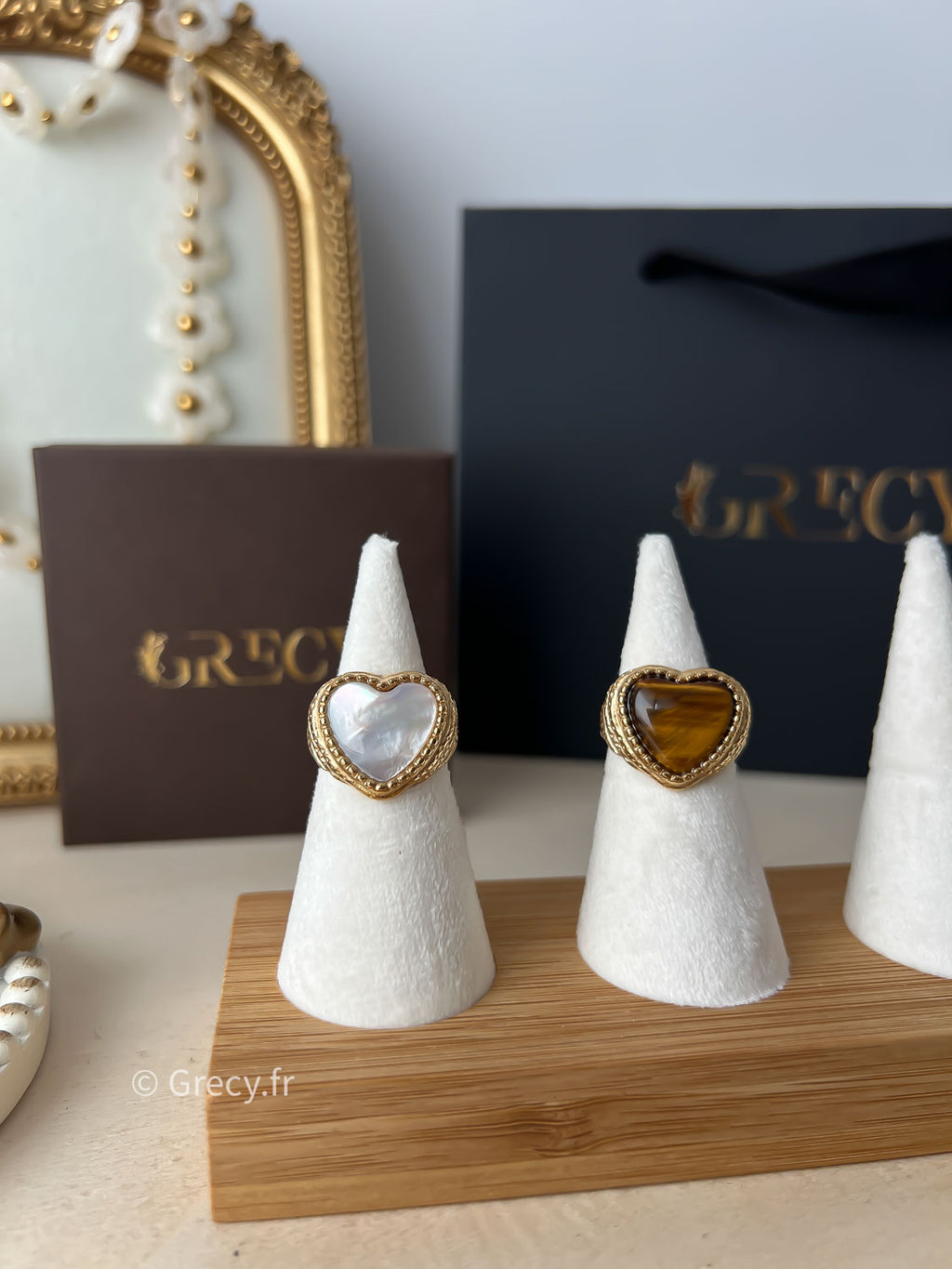 Joséphine / Bague coeur oeil de tigre