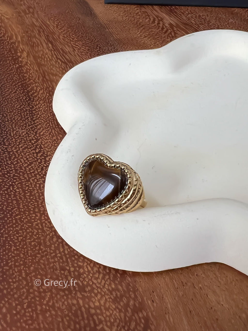 Joséphine / Bague coeur oeil de tigre