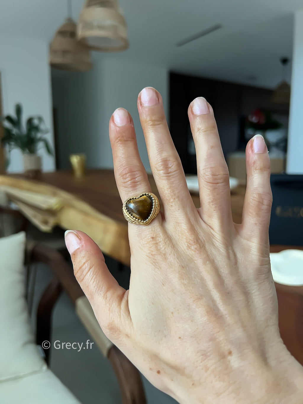 Joséphine / Bague coeur oeil de tigre