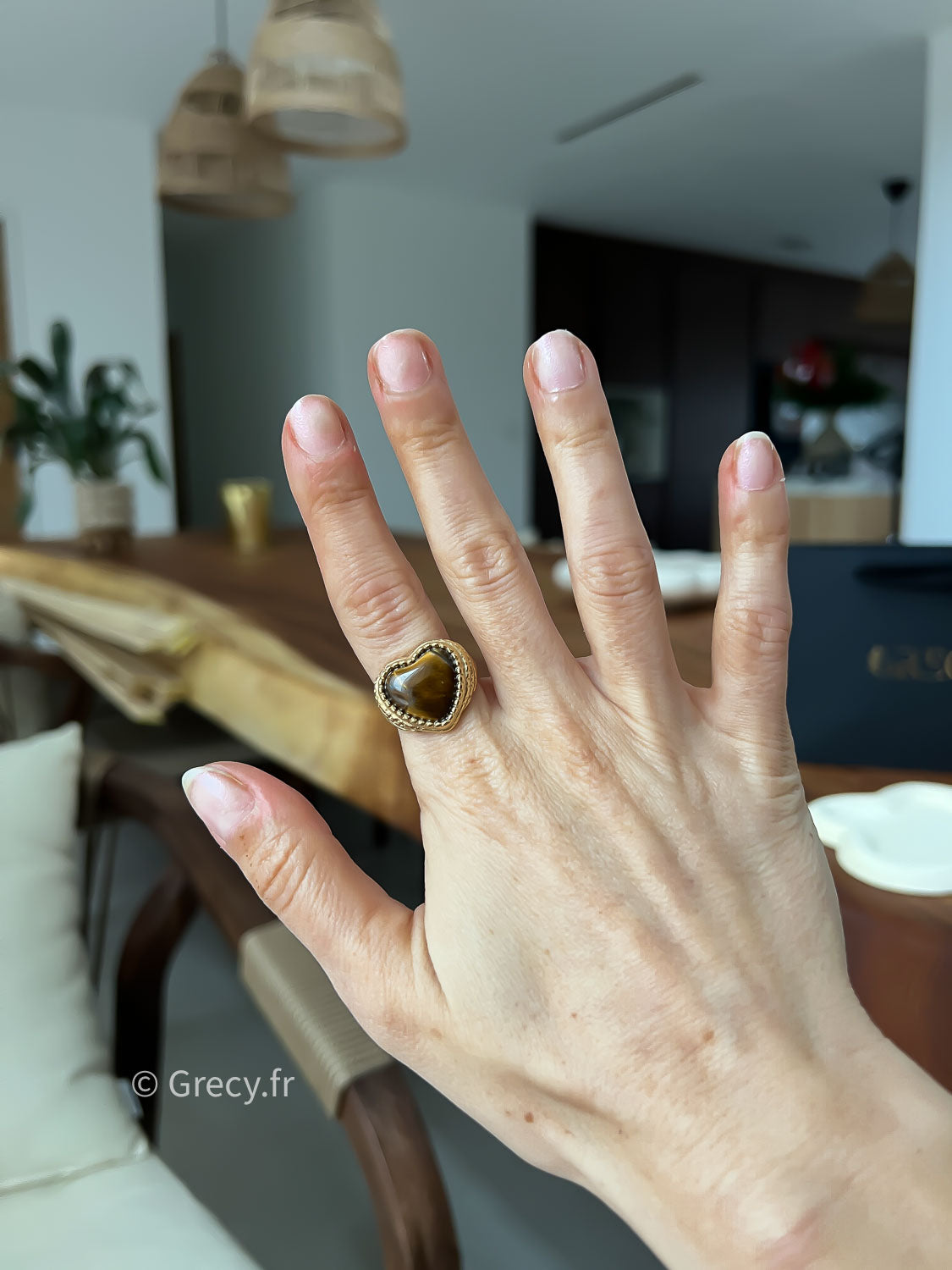 Joséphine / Bague coeur oeil de tigre