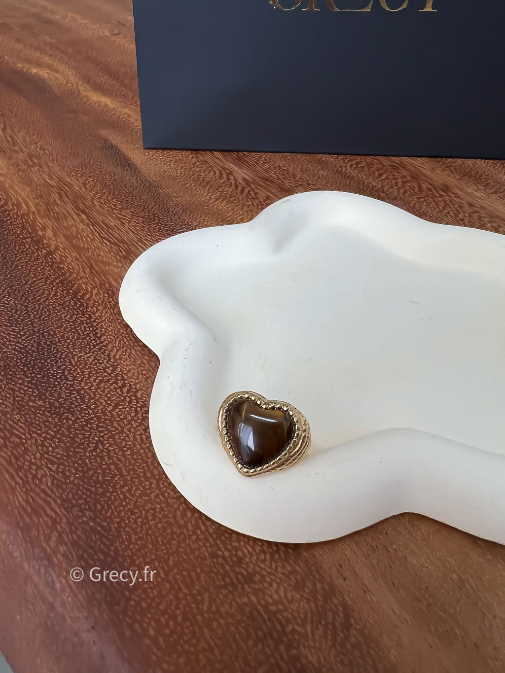 Joséphine / Bague coeur oeil de tigre