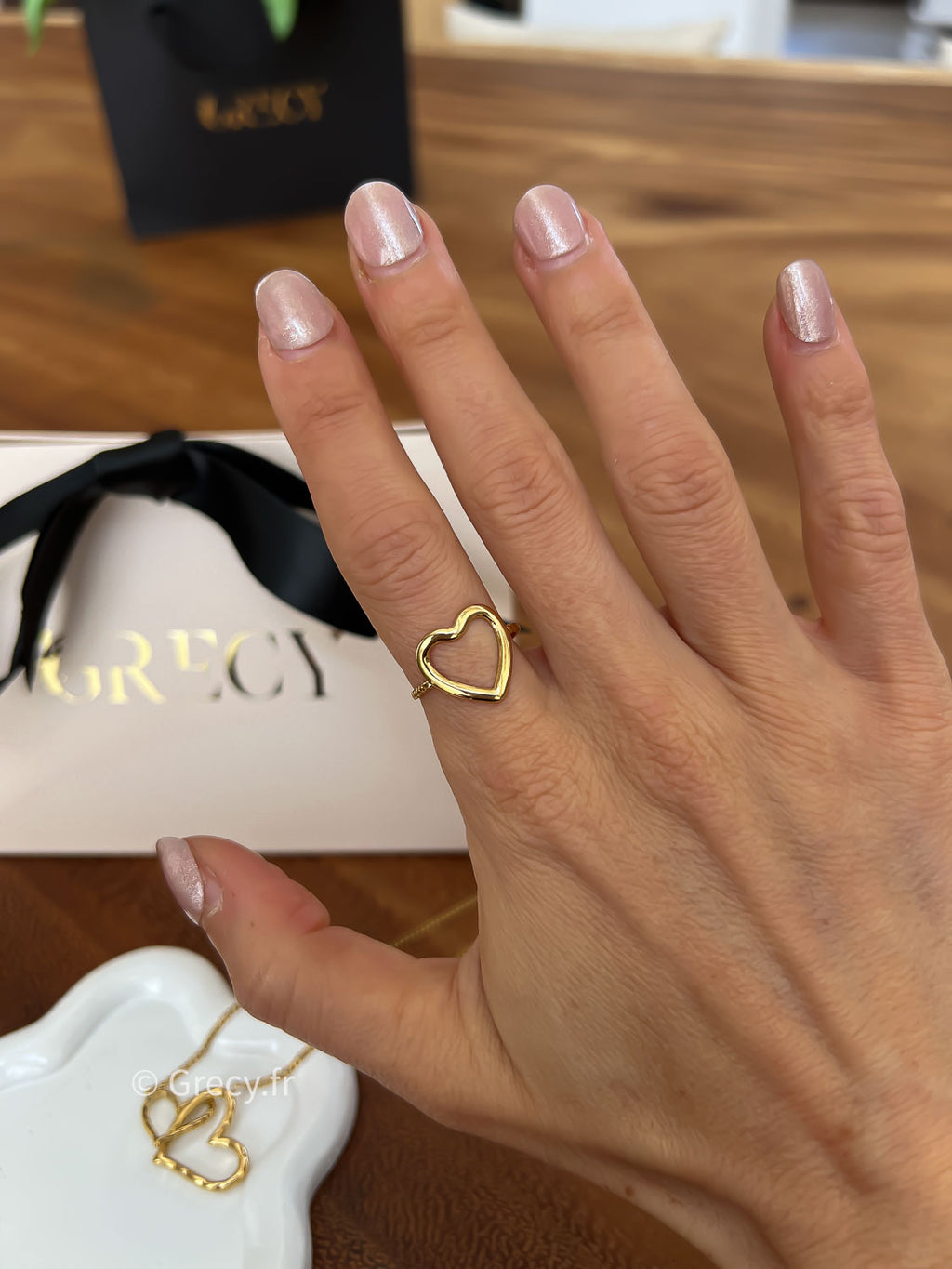 Claudie / Bague fine doré coeur ouvert