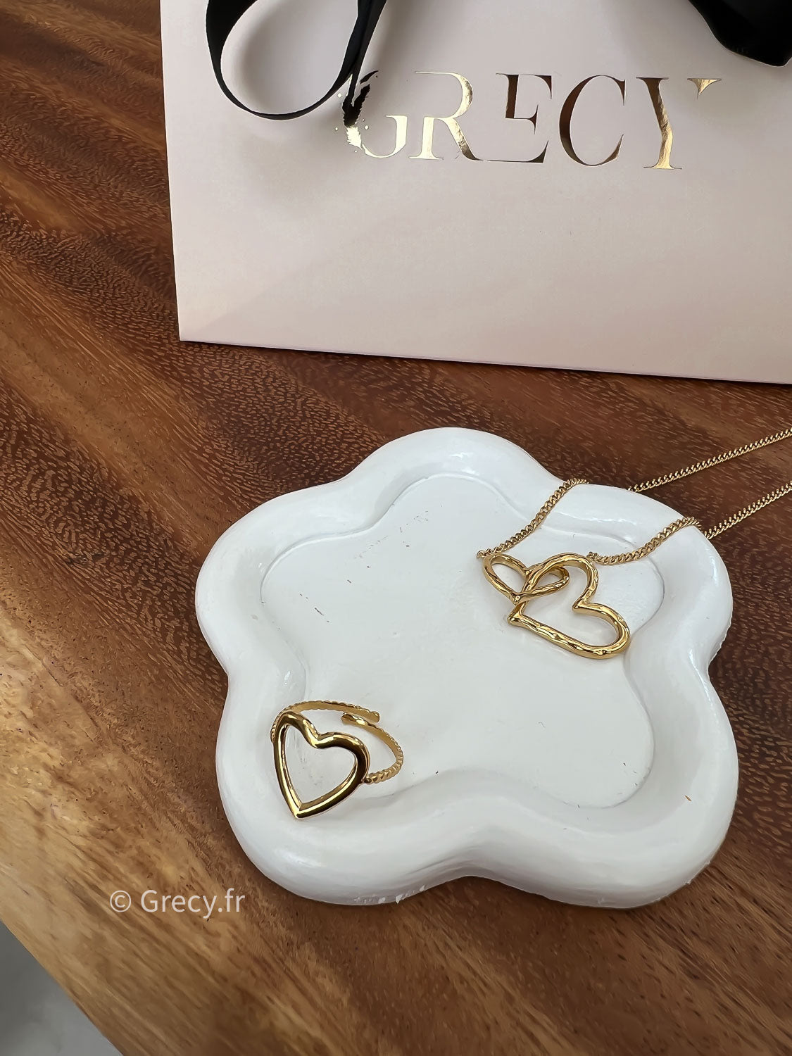 Claudie / Bague fine doré coeur ouvert