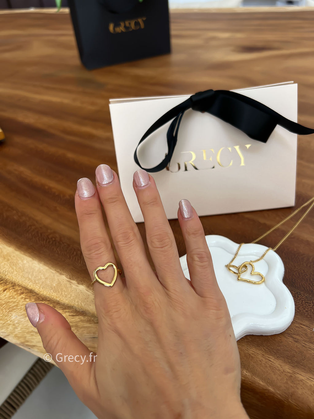 Claudie / Bague fine doré coeur ouvert