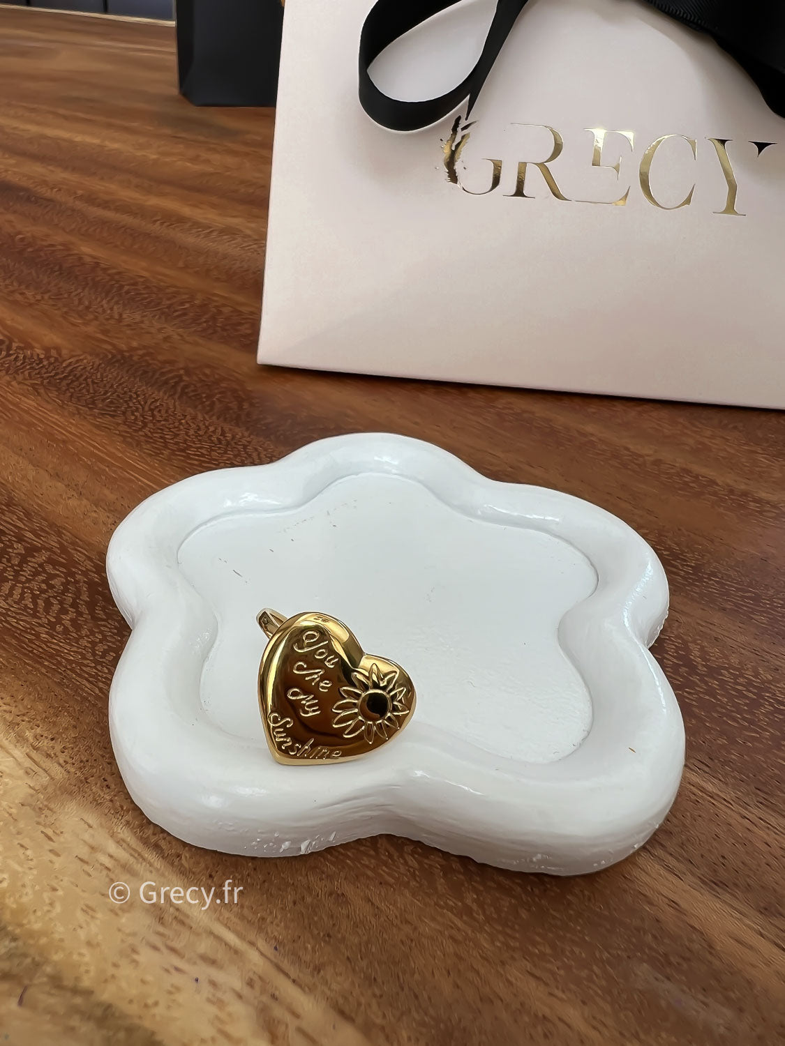 Eliane / Bague coeur gravé " You me my sunshine"
