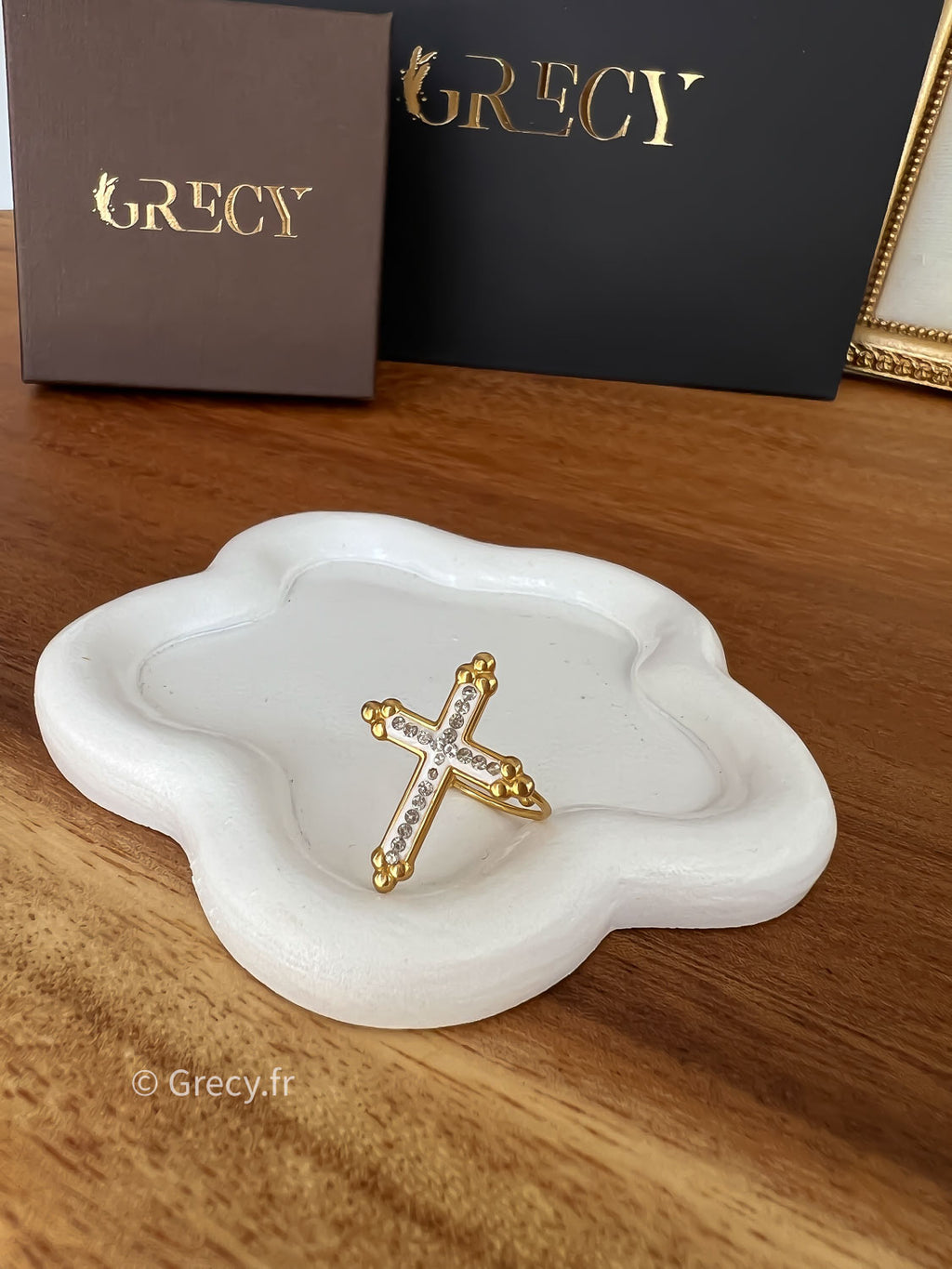 Ava / Bague croix avec strass