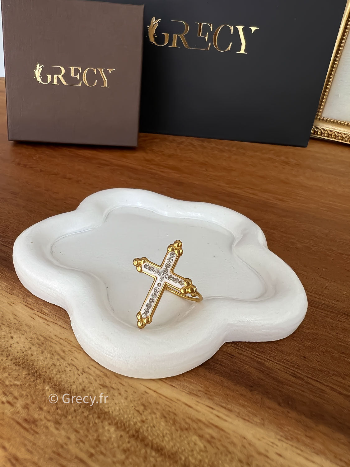 Ava / Bague croix avec strass