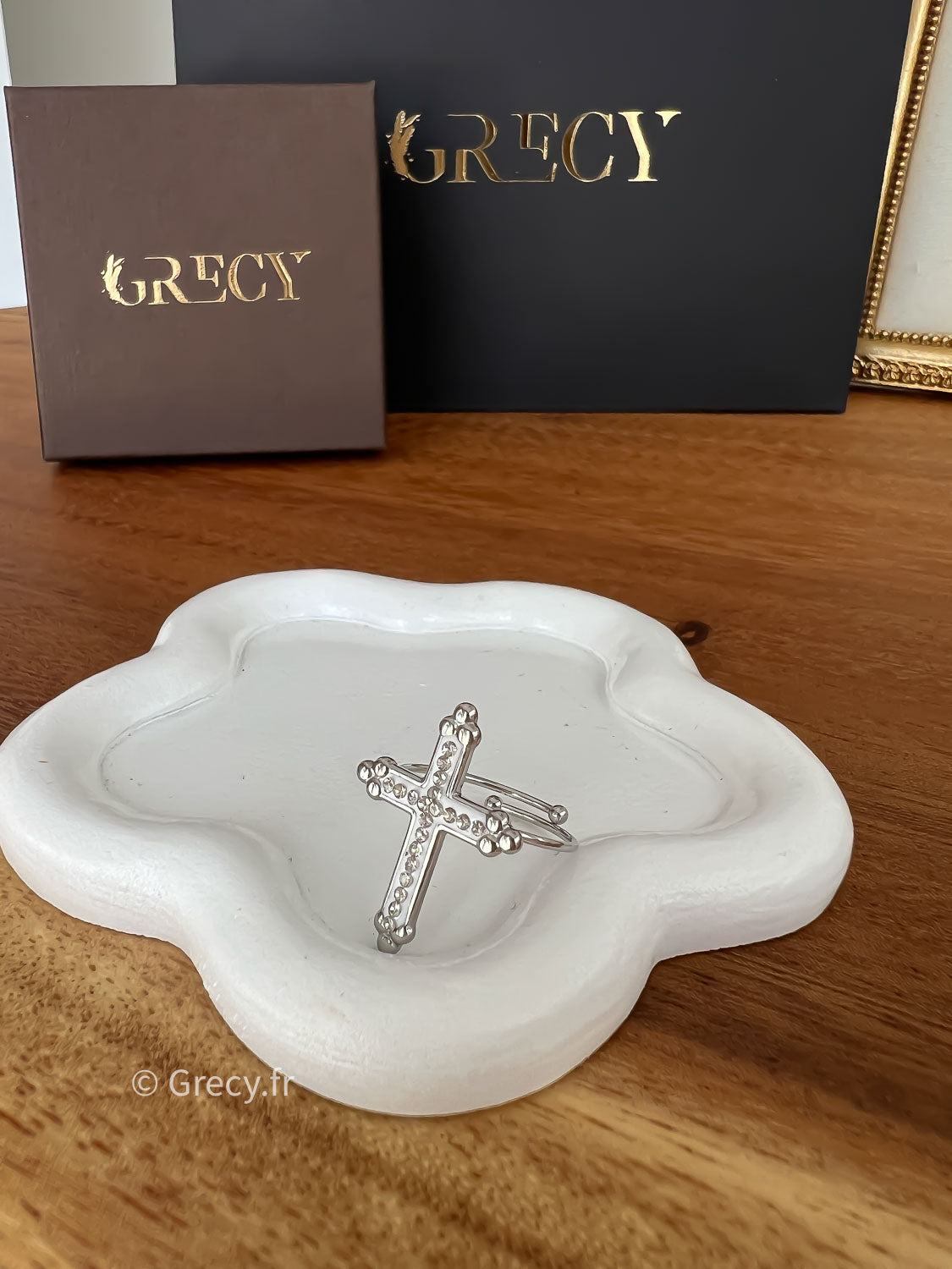 Ava / Bague croix avec strass