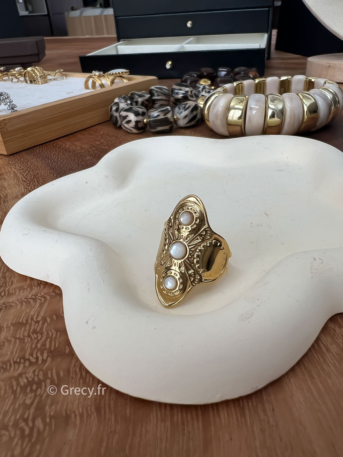 Julie / Bague losange 3 strass