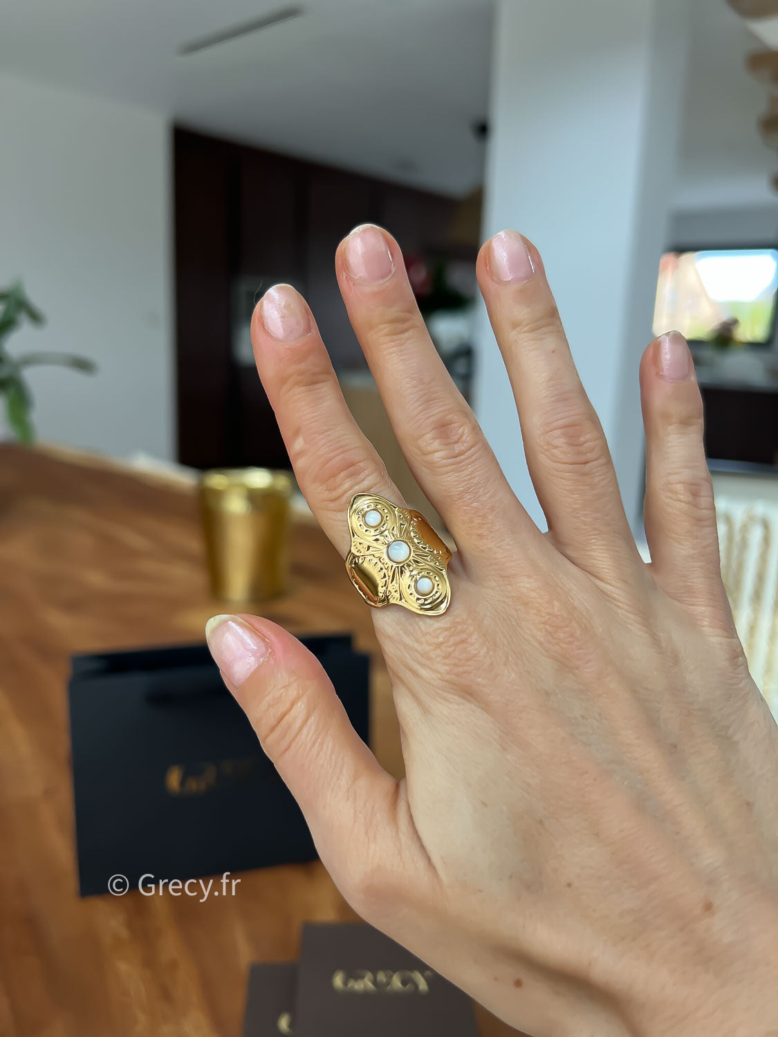 Julie / Bague losange 3 strass