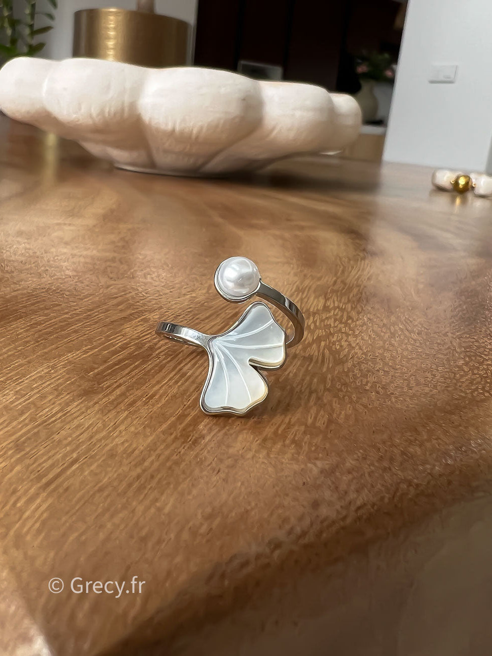 Bague nacre argenté