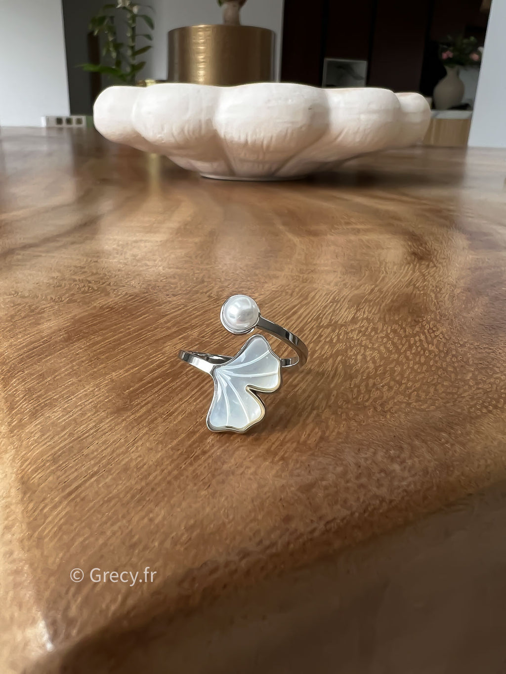 Bague nacre argenté