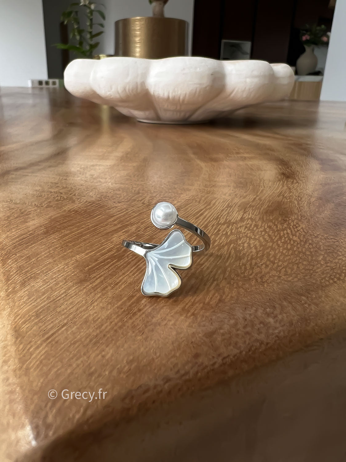 Bague nacre argenté