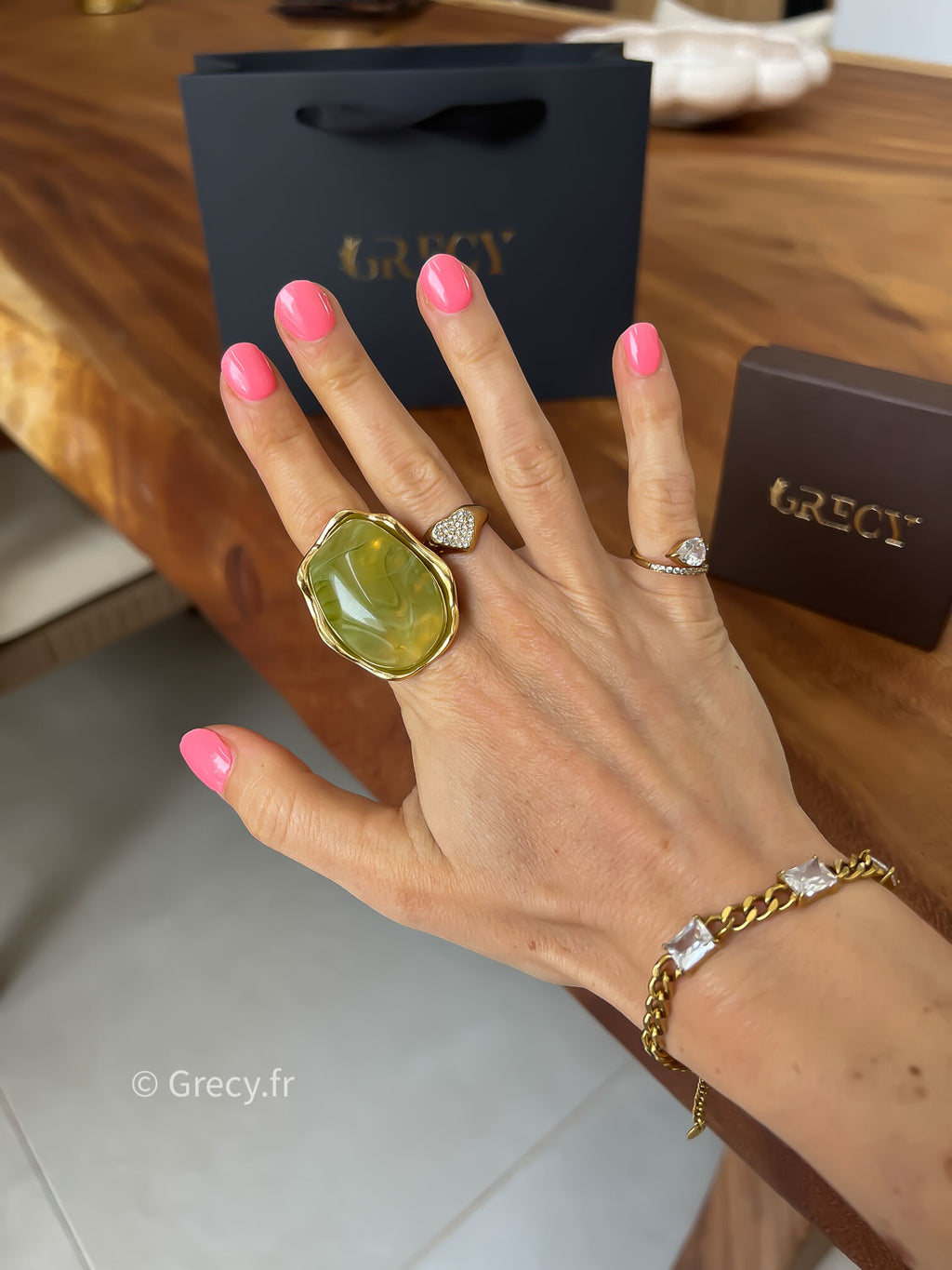 Aimée / Bague pierre verte