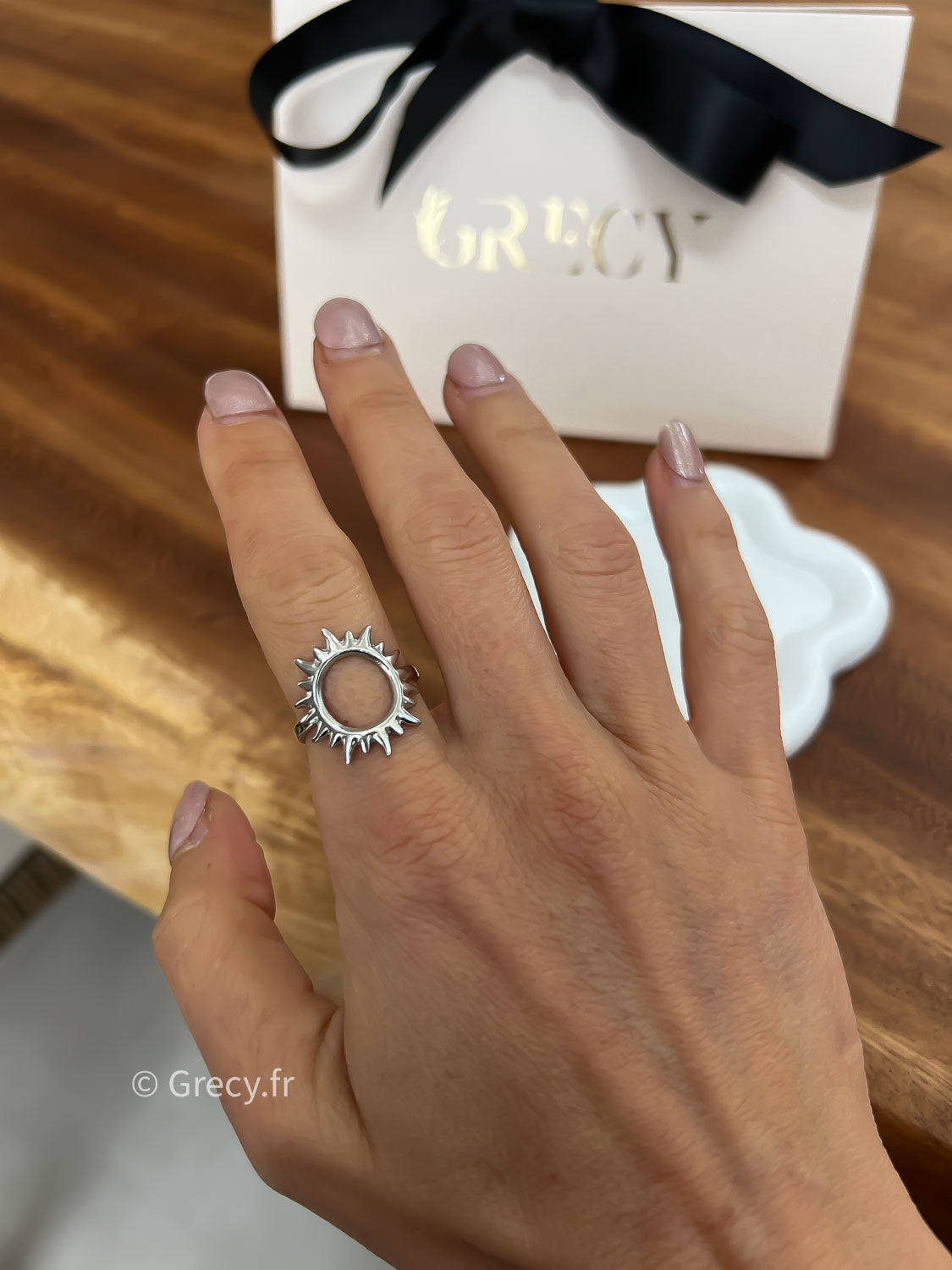 Jocelyne / Bague soleil argenté réglable