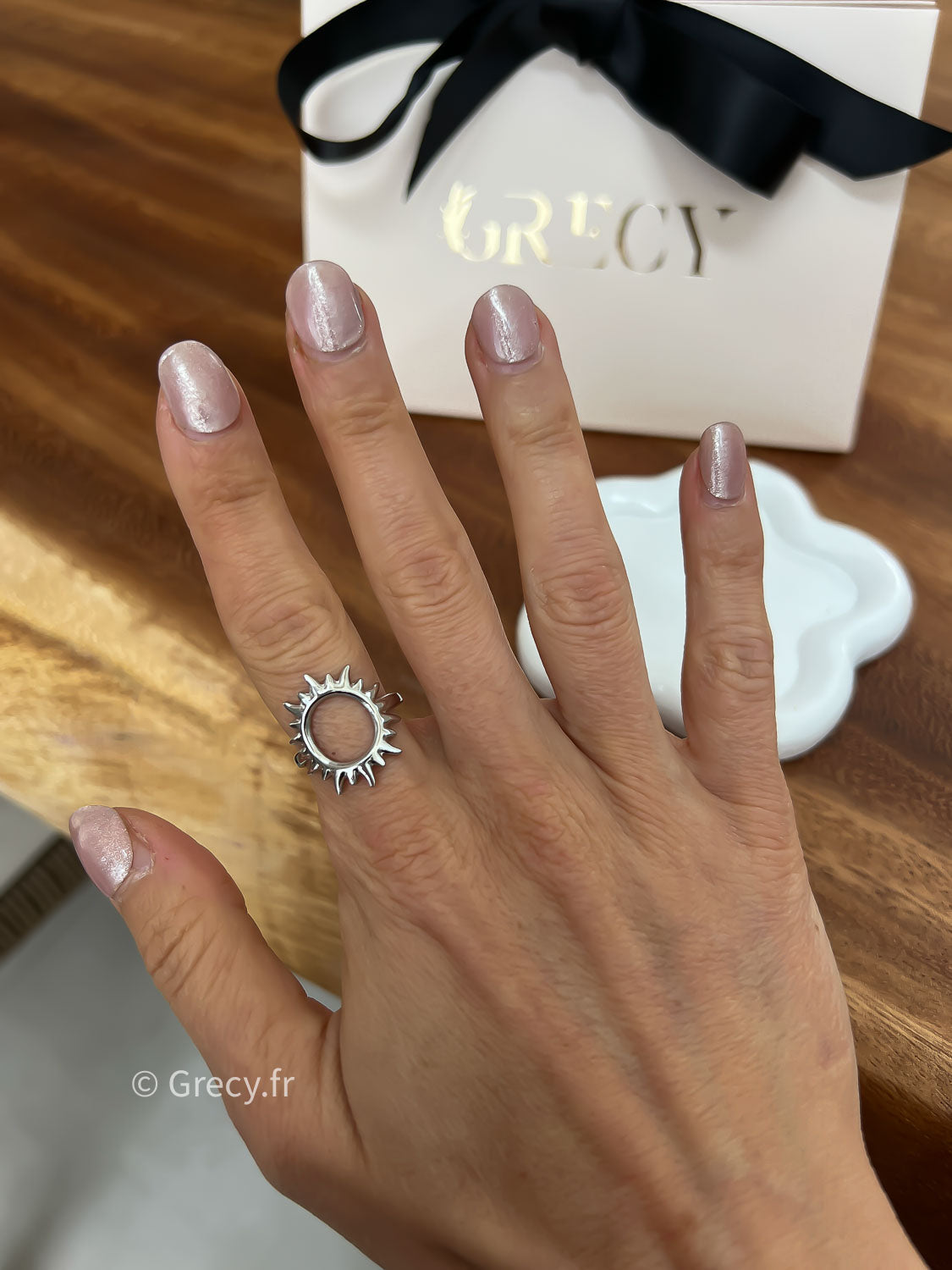 Jocelyne / Bague soleil argenté réglable
