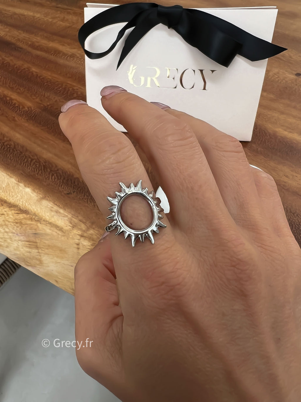 Jocelyne / Bague soleil argenté réglable