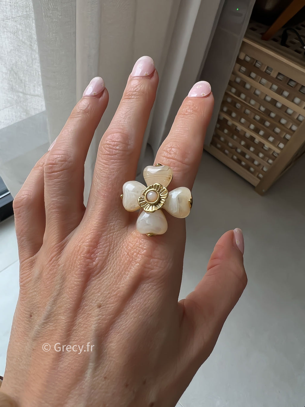 Cally / Bagues trèfle résine GRECY